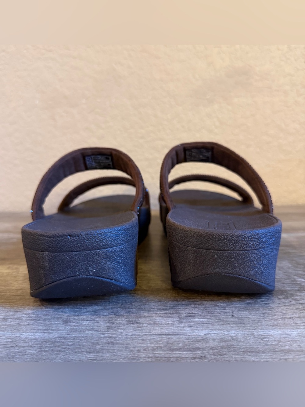 FitFlop Lottie Shimmercrystal Slides Brown Size 8 - Picture 5 of 9